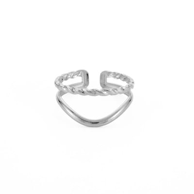 Double Twisted Adjustable Ring in Silver