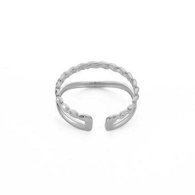 Double Twisted Adjustable Ring in Silver